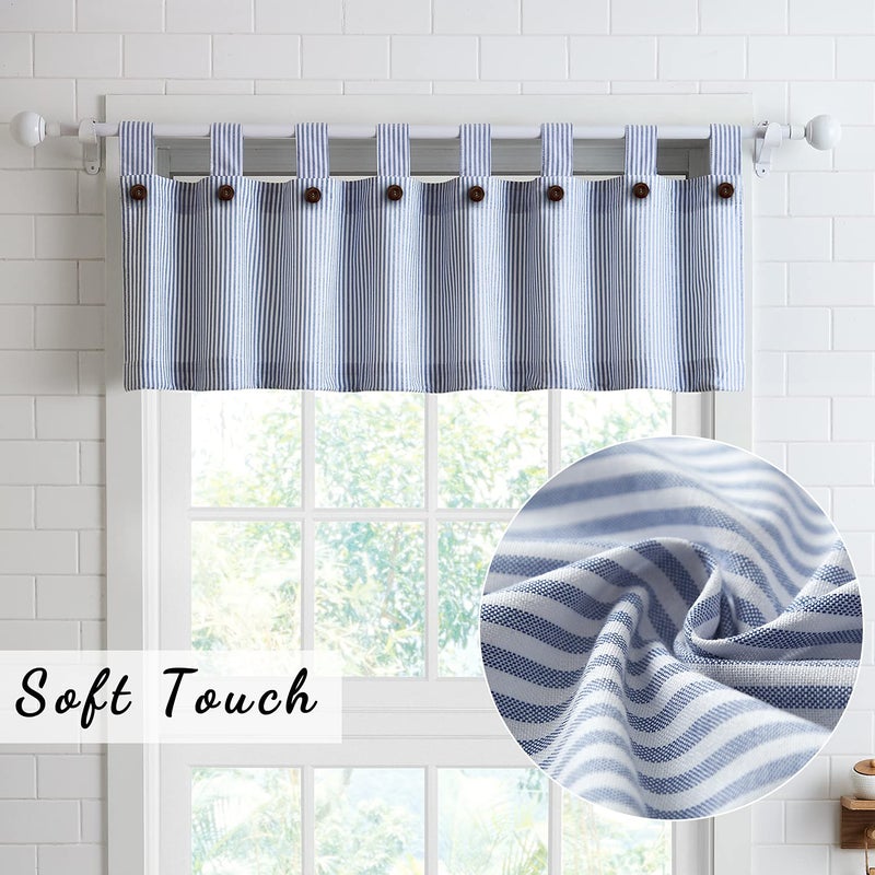 July Joy Short Curtains 36 Inches Long for Kitchen Window Tab Top of 3 Pieces Cafe Curtains for Smart Half Window 56" x 36", Navy - Image 3